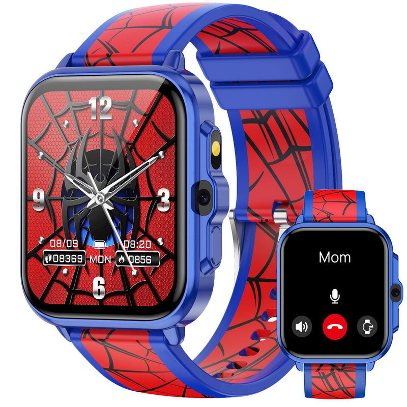 Smart Watch for Kids,1.85" Fitness Tracker,AI,Games,Sports,Sleep Monitor,Camera,Videos,Alarm Play Music Flashlight Pedometer Stopwatch Pedometer IP68 Waterproof Gift for Boys and Girls (Blue) Blue