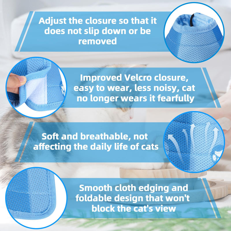 Cat Neck Brace, Cat Collar, Adjustable Neck Brace, Cat Collar, Recovery Collar, Soft Collar Cone After Surgery and Injuries for Cats (Blue, S) - BeesActive Australia