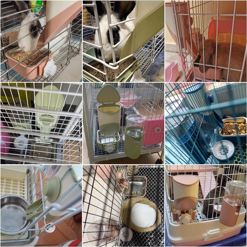 septillar Pet Hanging Bowl for Crates, 2 in 1 Small Dog Bowl Puppy Bowl Removable Stainless Rabbit Bowl Cat Feeder Food Water Bowls for Puppy Cat Bird Rabbit Hamster Guinea Pig Ferret Small Animals Pink - BeesActive Australia