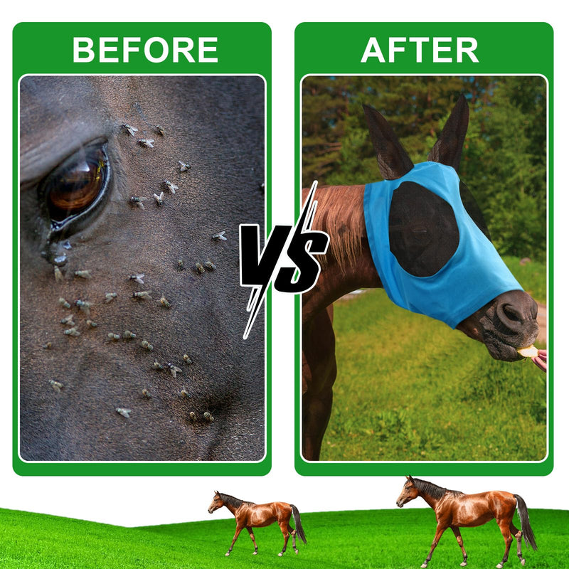 10 Pcs Horse Supplies 8 Pcs Mesh Fly Boots and 2 Pcs Horses Fly Masks with Ears Set Protective Breathable Mesh Horse Leggings for Preventing Painful Fly Bites, UV, Stomping, Leg Fatigue, Blue - BeesActive Australia
