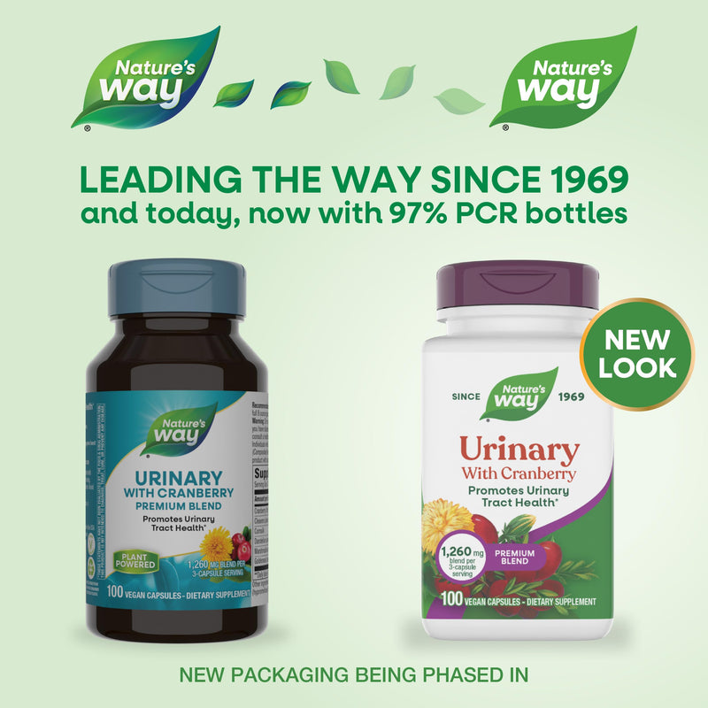 Nature's Way Urinary with Cranberry Premium Blend, Promotes Urinary Tract Health*, with Cranberry, Dandelion, Vegan, Non-GMO Project Verified, 100 Capsules (Packaging May Vary) 100 Count (Pack of 1) - BeesActive Australia
