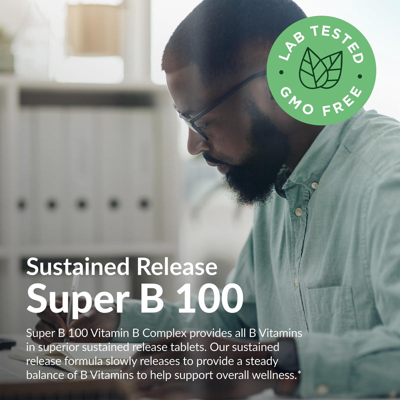 Futurebiotics Super B 100 Sustained Release Vitamin B Complex Non-GMO, 60 Vegetarian Tablets 60 Count (Pack of 1)