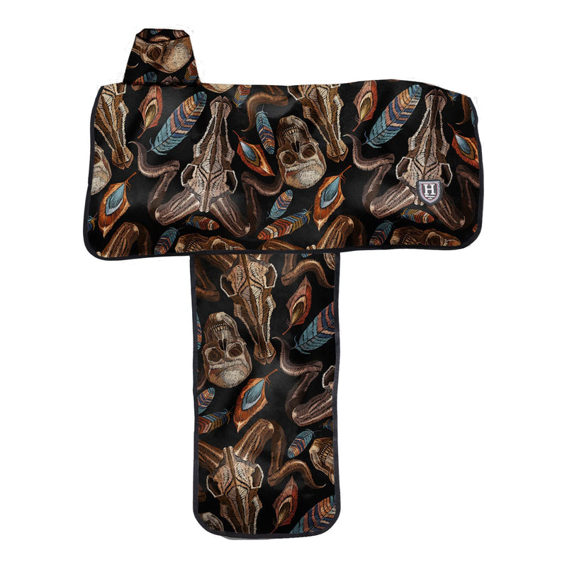Harrison Howard Sturdy Waterproof Western Saddle Cover with Stylish Prints That Stand Out Keep Your Saddle in Pristine Condition Perfect for Showing or Riding Events-Skull Dread Skull Dread - BeesActive Australia