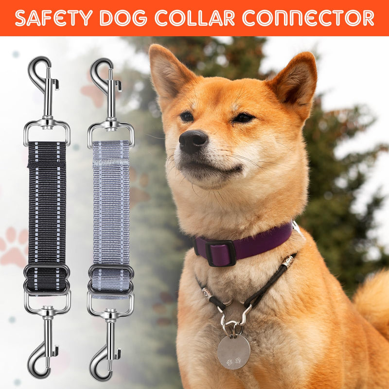 2 PCS Dog Collar Connector Prong Collar Safety Clip Leash Safety Clip Dog Leash Connector Harness to Collar Safety Clip Reflective Double Ended Backup Clasp Leash Connector for Dog Pinch Collar - BeesActive Australia