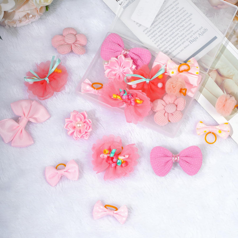 choyaxo 20pcs Dog Bows Dog Bow with Rubber Bands Puppy Hair Bows Mix Style Flower Bow for Dog Cat pink - BeesActive Australia