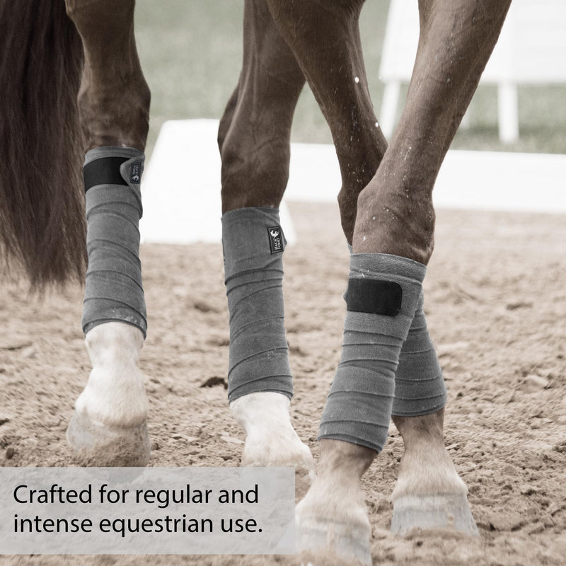 Horse Polo Leg Wraps, 10' Long Fleece Polo Wraps for Horses Set of 4, Horse Leg Bandages Stable Supplies Equestrian Boots Horse Leg Protection Dark Gray 10' - BeesActive Australia