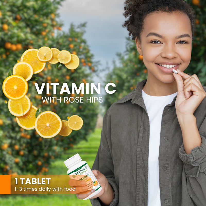 Zaytun Halal Vitamin C 500mg Supports Immune System, Natural Antioxidant, Vegetarian, Gluten-Free, 2 Months Supply, Halal Vitamins