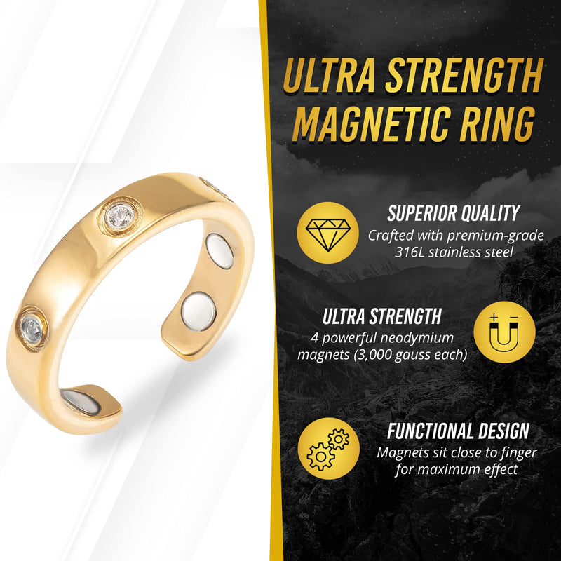 MagnetRX¬Æ Magnetic Rings for Women ‚Äì Elegant Crystal Ring ‚Äì Magnet Rings for Women (Gold | Size: 8) Gold