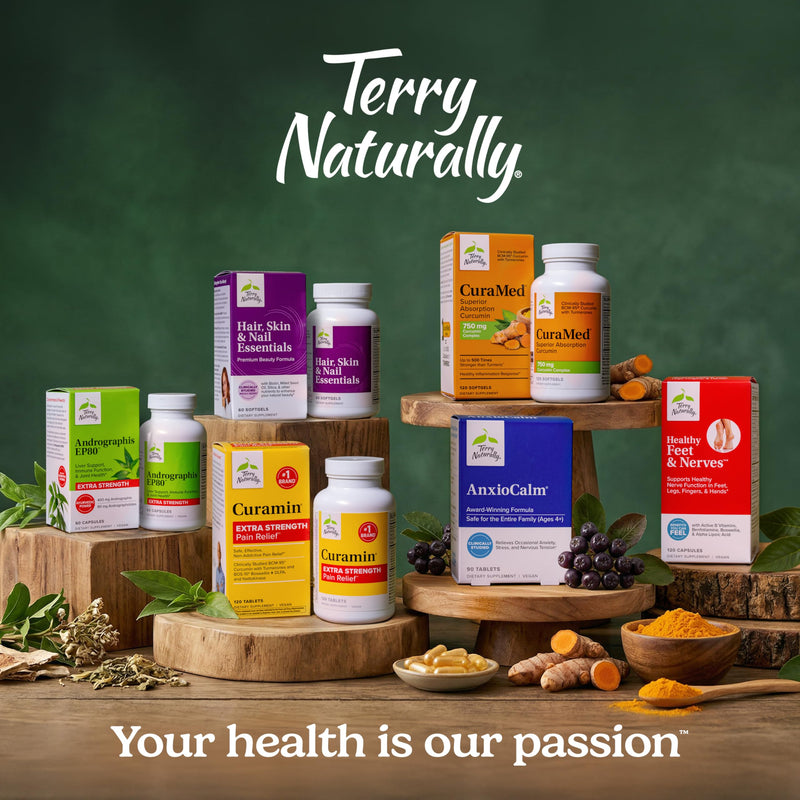 Terry Naturally Healthy Feet and Nerves - Nerve Function - 120 Count | Boswellia. Nerve Function and Peripheral Circulation Support. 120 capsules. 120 Count (Pack of 1)