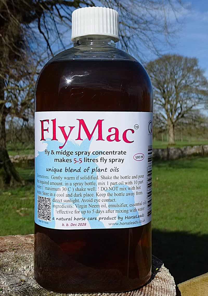 FlyMac Neem & Eucalyptus Horse Fly Spray Concentrate dilute to Make 5.5 litres with Citrepel and Peppermint Oil