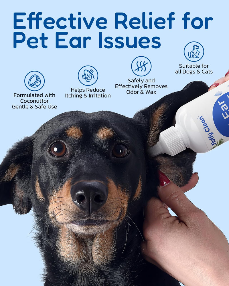 Ear Cleaner for Dogs & Cats - Gentle Non-Irritating Formula, Ear Cleaning & Care for All Ages, Removes Built-up Wax, Discharge, Dirt & Debris - 1.69oz Travel Size White & Blue-1.69 OZ 1.69 Oz (Travel Size)