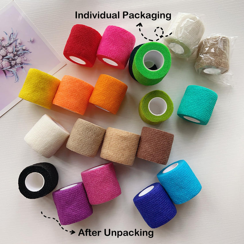 36 PCS Self Adhesive Bandage Wrap 2" X 5 Yards Elastic Cohesive Bandage Wrap Bandage Wrap Rolls Elastic Self-Adherent Tape for Stretch Athletic, Sports, Wrist, Ankle Multicolor - BeesActive Australia