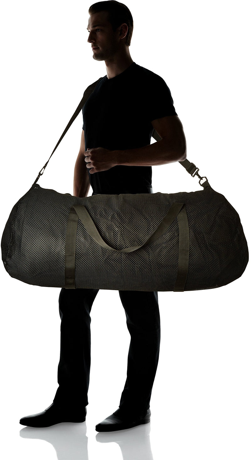 Champion Sports Mesh Duffle Bag – Oversized Breathable Gear Bag with Zipper & Shoulder Strap for Sports, Gym & Travel Black 15" x 36"