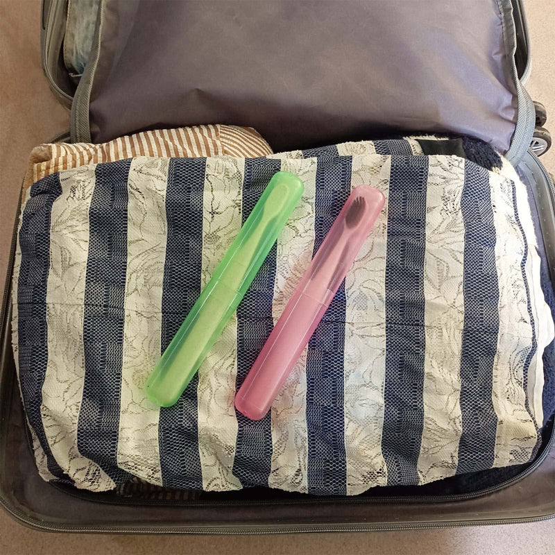 4pcs Plastic Toothbrush Case Travel Cover Holder Storage (Pink, Blue, Green and White) - BeesActive Australia
