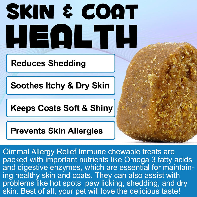 Dog Allergy Relief Chews, Itchy and Immunity Treats for Dogs Itchy Dog Skin Relief Anti Itch Skin& Coat Supplement for All Dogs Peking Duck Flavor 30 Pcs