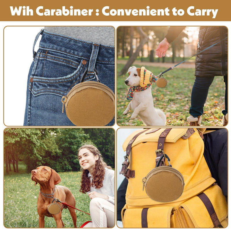 2 Pack Dog Treat Pouches, Small Portable Training Walking Treat Bag for Puppies with Clasp Reusable Pet Treat Container, Zipper Closure to Avoid Spilling, Travel or Outdoor Use(Khaki) - BeesActive Australia