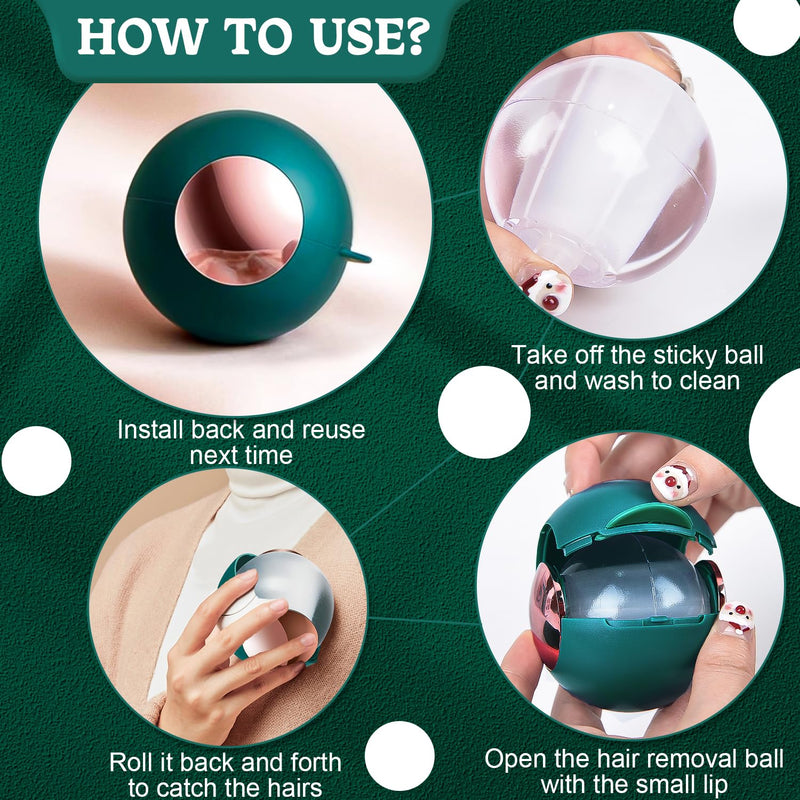 Lint roller, reusable clean ball for the bag, washable lint roller, hair remover ball, sticky roller ball, lint remover for animal hair, lint (green). - BeesActive Australia