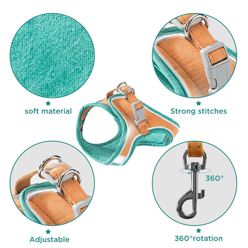 GeeRic cat harness, escape-proof cat harness, cat vest with leash, adjustable harness for small cats, escape proof cat harness set with reflective stripes S green orange - BeesActive Australia