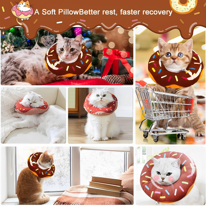 AHEJIOO Cat Neck Brace, Adjustable Cat Collar, Cat Neck Brace, Neck Brace for Cats, Cat Neck Brace, for After Surgery, for Small Dogs and Cats (Brown Donut, M) - BeesActive Australia
