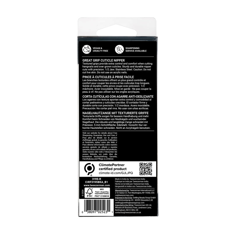 Tweezerman Great Grip Cuticle Nipper (Black/Stainless Steel) - BeesActive Australia