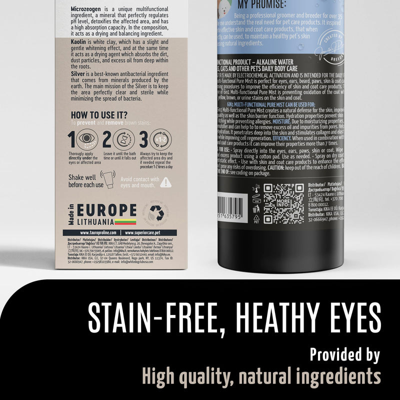 Clear Eyes Solution Set 6in1 Multi-Functional Pure Mist and Stainless look Clay Mask - Tear Stain Remover, Eye Cleaner - Eye Care Ear Care Grooming Treatment for All Dogs and Cats Eyes