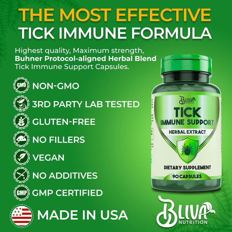 BLIVA Tick Immune Support Supplement - Japanese Knotweed, Cat's Claw, Chinese Skullcap, Cryptolepis - Advanced Tick Herbal Complex Formula - 90 Vegan Capsules