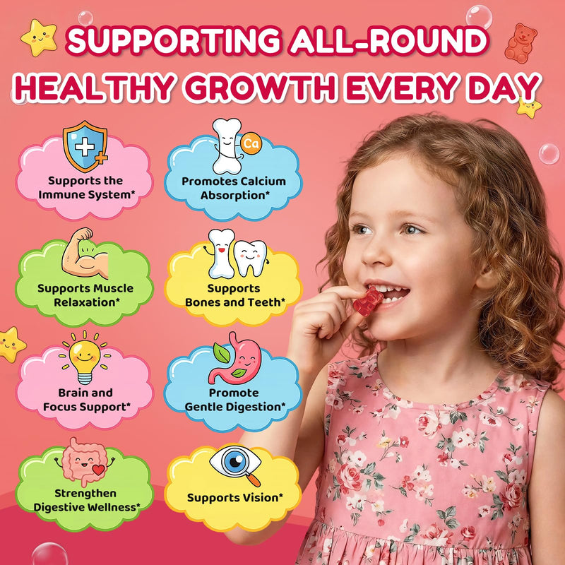 Kids Calcium Citrate Gummies - 1200mg Calcium Gummies Supplements for Women & Men with Vitamin D3, K2, Magnesium, Zinc High Absorption for Bone, Muscle & Immune Support, Strawberry Flavor, 120 Count Strawberry & Kids 60 Count (Pack of 2)