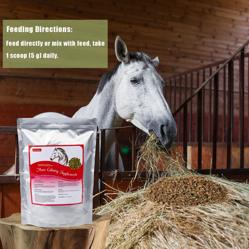 8.8 oz Horse Calming Supplement - Natural Raspberry Leaf Eases Anxiety and Discomfort in Moody Mares, Calms During Heat Cycles - Suitable for Geldings Too 8.8 OZ - BeesActive Australia