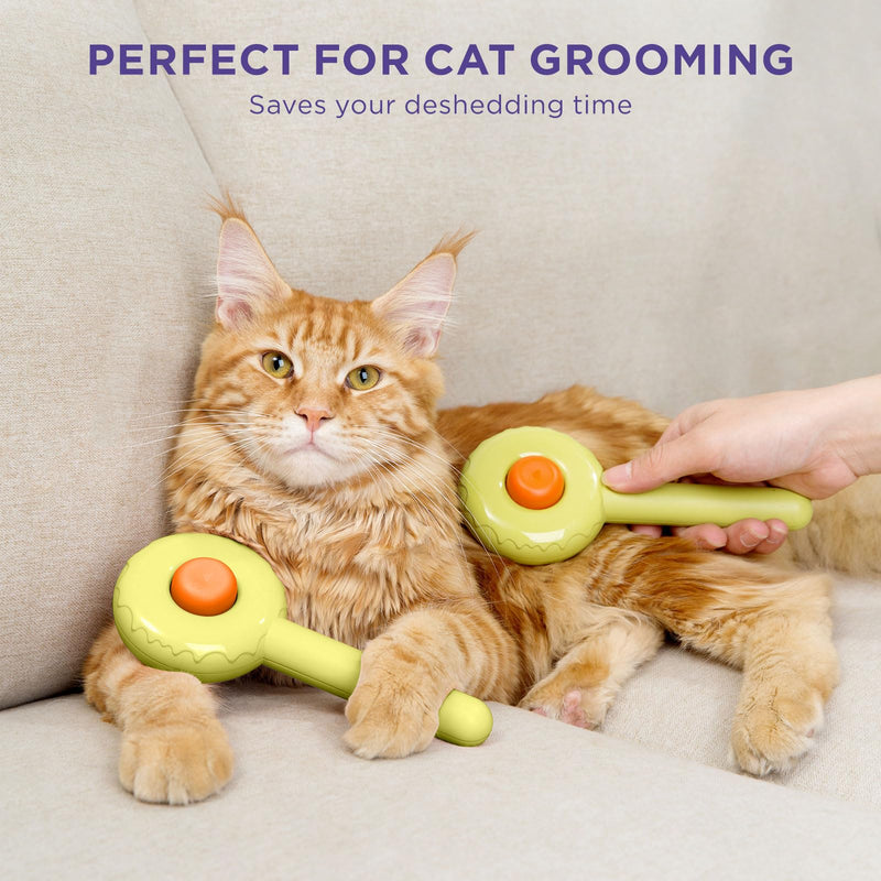 HICC GROOM! Pet Grooming Brush for Cats and Dogs, Self-Cleaning Sliker Brush for Removes Mats, Tangles, and Loose Hair, Shedding Brush for Short or Long Haired Cats/Dogs (Donut) Orange - BeesActive Australia
