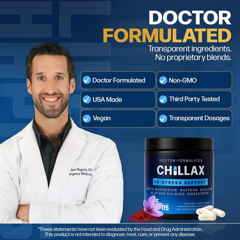 Calm & Mood Support Supplement for Adults with Saffron – Non-Drowsy Daily Stress Support, Emotional Wellness & Relaxation Support with L-Theanine, Magnesium Glycinate & Skullcap for Calm Focus - 60 ct