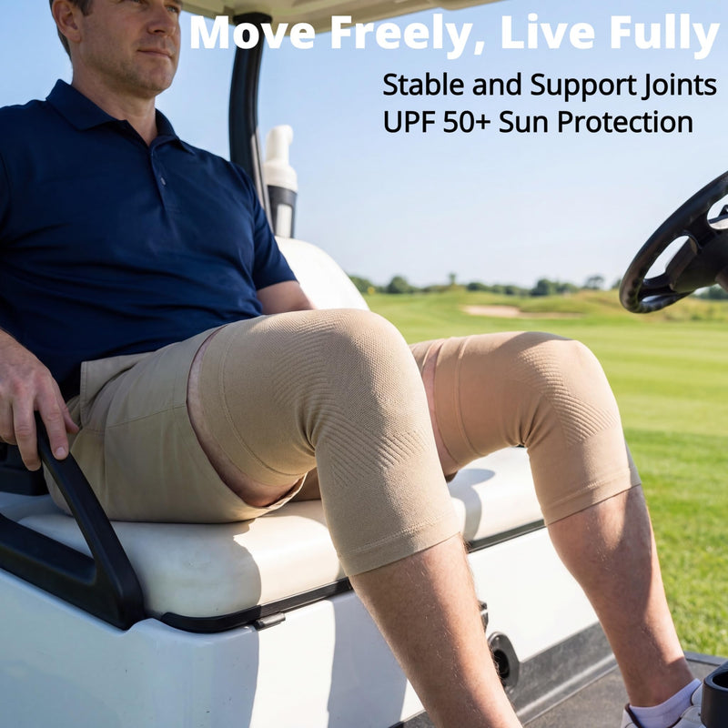 Knee Compression Sleeves, 1 Pair, Can Be Worn Under Pants, 20-30mmHg Strong Support Knee Brace for Unisex, Knee Support for Meniscus Tear, Arthritis, Pain Relief, Injury Recovery, Daily Wear, Beige M Medium (1 Pair) - BeesActive Australia