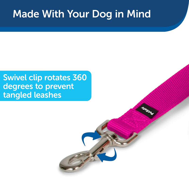 PetSafe Nylon Dog Leash – Strong, Durable, Traditional Style Leash with Easy to Use Bolt Snap for Small, Medium and Large Dogs - 3/4 in. x 6 ft., Raspberry 1 Count (Pack of 1) Raspberry Pink - BeesActive Australia