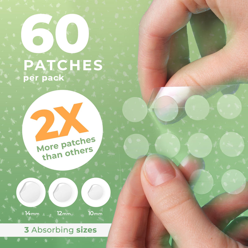 Bug Bite Patches (60 Pack) Mosquito Bite Itch Relief for Kids (Hydrocolloid, Aloe Vera & Witch Hazel, Mosquito Patches for Skin, Bug Bite Itch Relief Stickers for Insect Bites (Skin Friendly) Bug Bite Patch