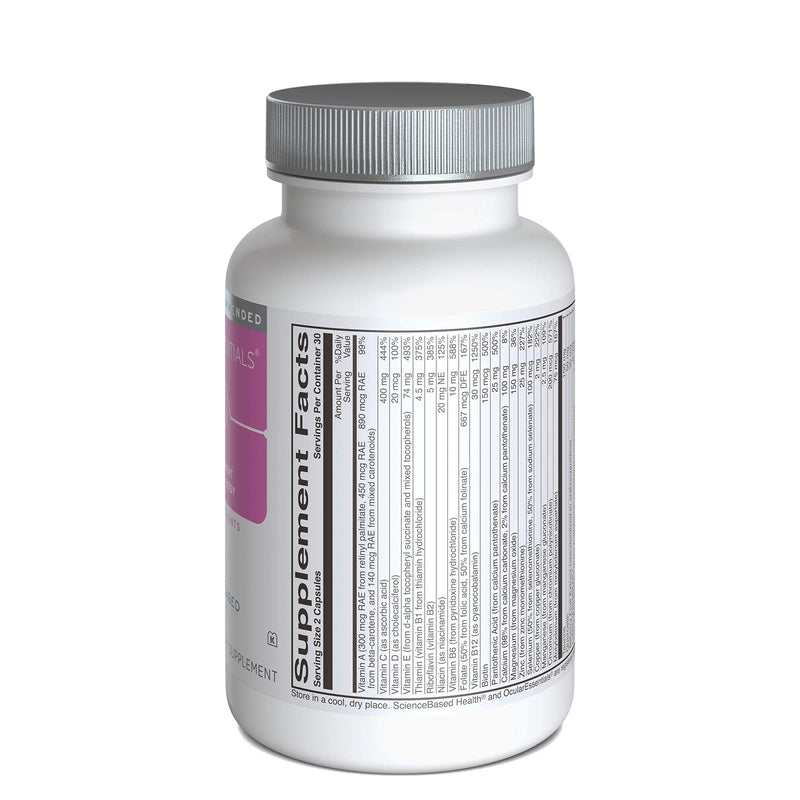 ScienceBased Health OcularEssentials – Daily Multivitamin with Eye Health Support – 30+ Nutrients Including Lutein, Zeaxanthin, Resveratrol & Plant-Based Antioxidants – 60 Capsules