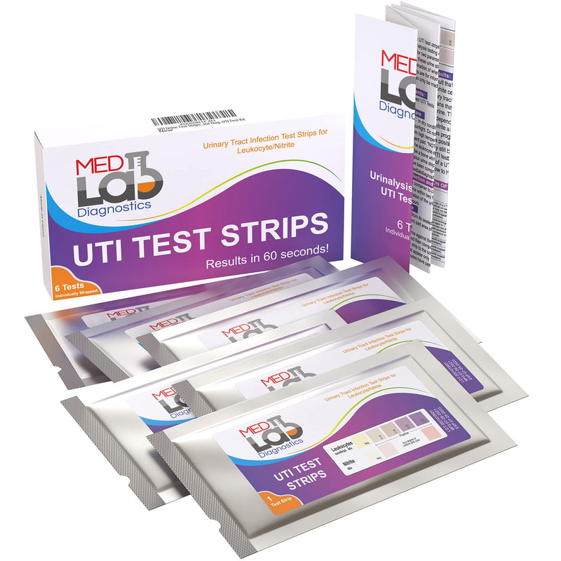 UTI Test Strips(Pack of 6) Individually Wrapped Urinary Tract Infection Urine UTI Test Kit for Women, Men, Kids Cats and Dogs
