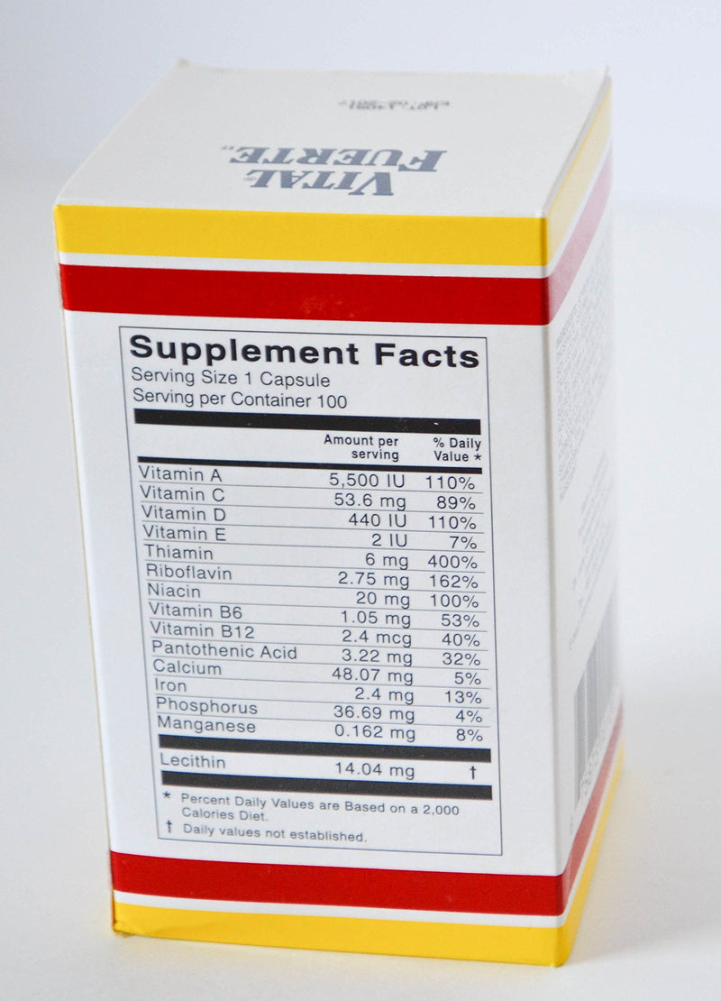 Vitamins and Minerals Dietary Supplement 100 Capsules Antioxidant
