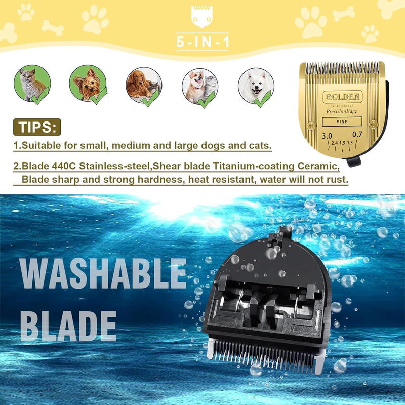 COSYONALL Adjustable Dog Grooming Clipper 5-in-1 Blade Compatible with WAHL Professional Animal Clipper Arco, Bravura, Chromado, Creativa, Figura, and Motion Pet, Dog, and Horse (Gold/3pc) Gold/3pc - BeesActive Australia