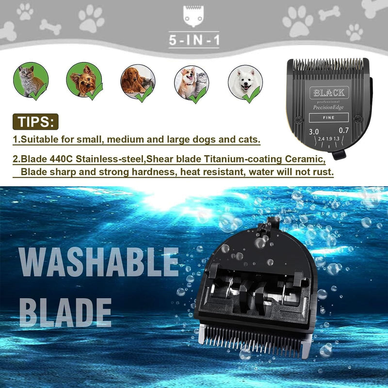Adjustable 5 in 1 Blades Dog Grooming Blades Compatible with Wahl Animal Clipper Arco, Bravura, Chromado, Creativa, Figura, and Motion Pet, Dog, and Horse (BLACK/1PC) BLACK/1PC - BeesActive Australia