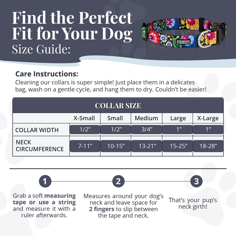 Lucky Love Dog - Adjustable Dog Collar with Easy Click Buckle for Small to Large Dogs, Durable, & Comfortable Collar for Male & Female Dogs, Pet Collar for Puppies & Adult Dogs - Blackbird, Medium Medium | 13-21" Blackbird Collar Only - BeesActive Australia