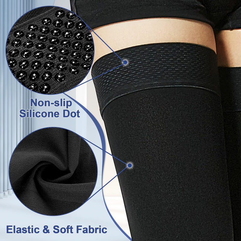 Beister 20-30 mmHg Compression Stockings for Women & Men, Medical Closed Toe Thigh High Socks Graduated Support for Varicose Veins, Edema, Flight Black Medium (1 Pair)