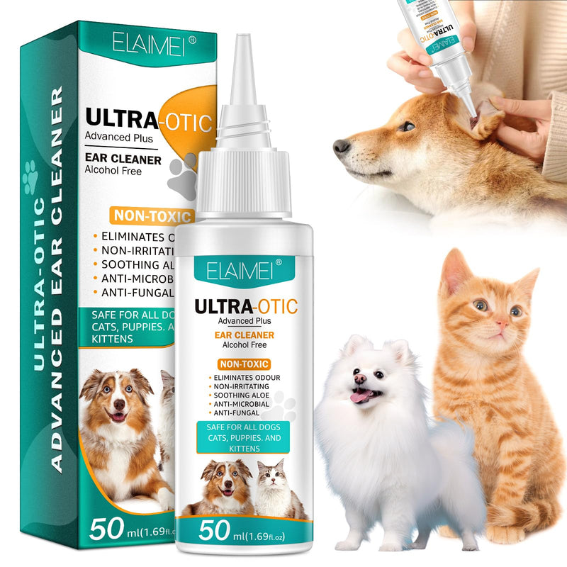 Ear Cleaner for Dogs, 50ml Dog Ear Drops, for Dogs Yeast Infection, Ear Care for Dogs Relief Dog Itchy Ears, Dog Ear Cleaner is an Antibacterial, Non Irritating Ear Drops for Dogs and Cats