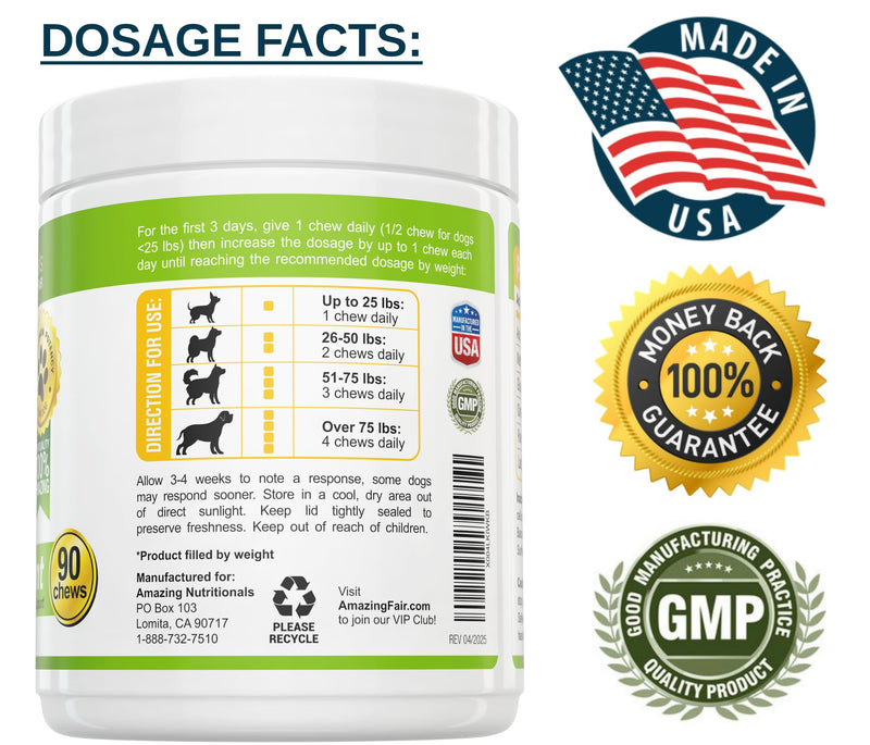 Probiotics for Dogs Digestive Health Turmeric Joint Support Bundle - Eliminates Joint Pain Inflammation, Incontinence, Gas and Diarrhea Soft Chews