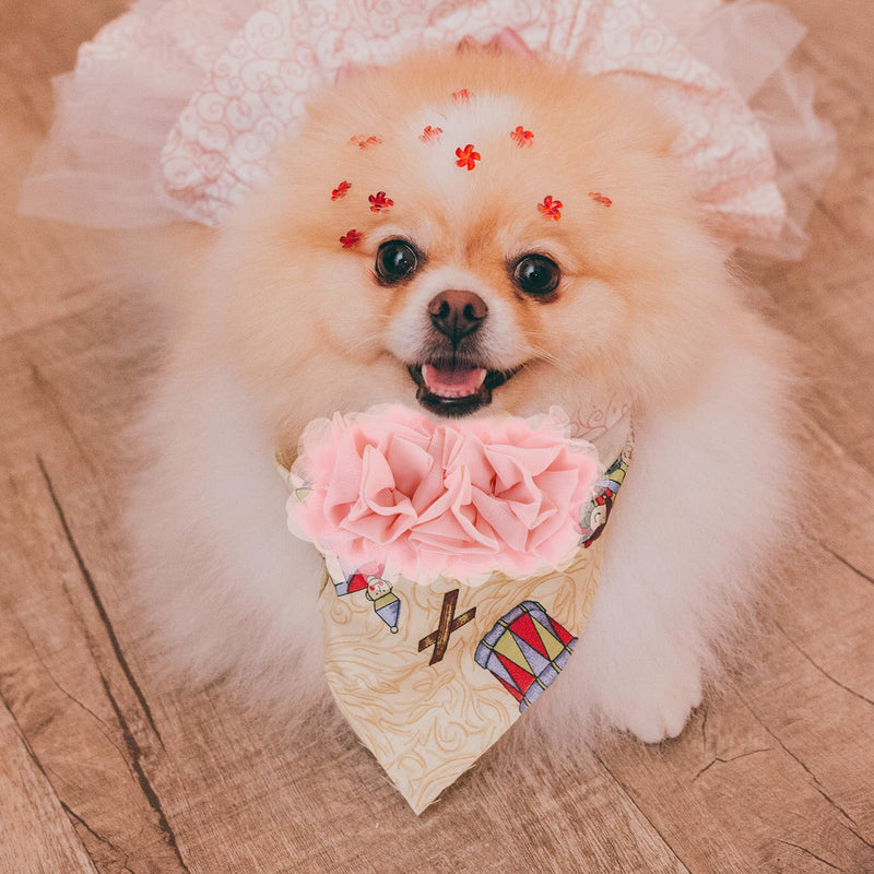 4 Pcs Dog Collar Flowers Attachement, Soft Chiffon Large Flowers Dog Collar Charms Removable Flower for Dog Collar Multi Color Dog Flower Collar Accessory for Female Dog - BeesActive Australia