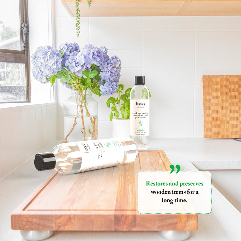 Bayes Food Grade Mineral Oil for Cutting Board - Mineral Oil Food Grade for Bamboo, Teak & Wood Conditioner and Protectant - Cutting Board Oil Food Grade Formula - Wood Oil for Cutting Board - 12 oz 12 Fl Oz (Pack of 1) - BeesActive Australia