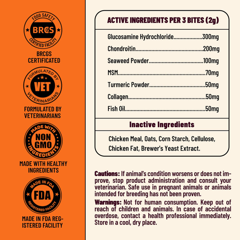 330 Bites Joint Supplement for Dogs - Hip & Joint Health with MSM,Fish Oil,Glucosamine for Dog Chews - Advanced Mobility Support for All Breeds and Ages - Chicken Flavor