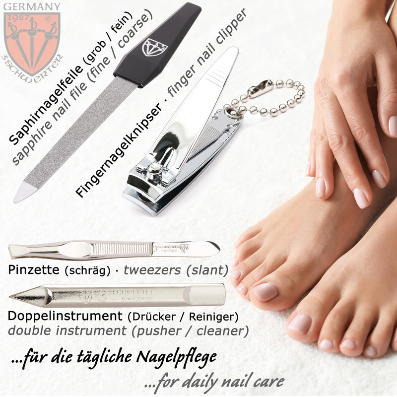 3 Swords Germany - brand quality 6 piece manicure pedicure kit set for professional finger & toe nail care with synthetic leather case - Made in Germany - burgundy BURGUNDY - LAQUERED - BeesActive Australia