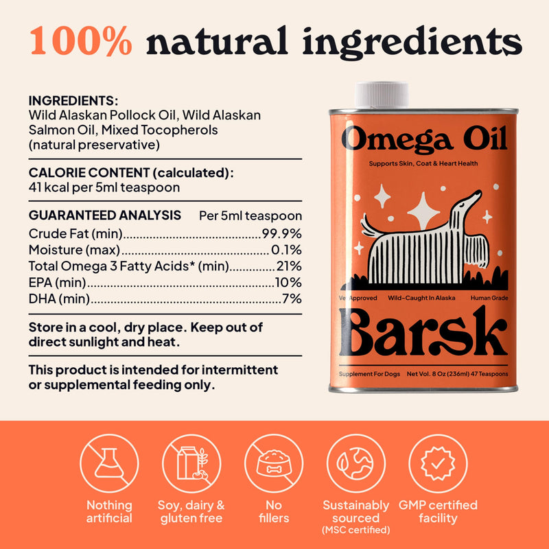 Barsk Wild Alaskan Fish Oil for Dogs & Cats - Supports Itchy Skin Relief, Shiny Coat, Joint & Heart Health – Salmon Oil Formula High in Omega-3, EPA & DHA – Tasty Cat & Dog Food Toppers for Dry Food