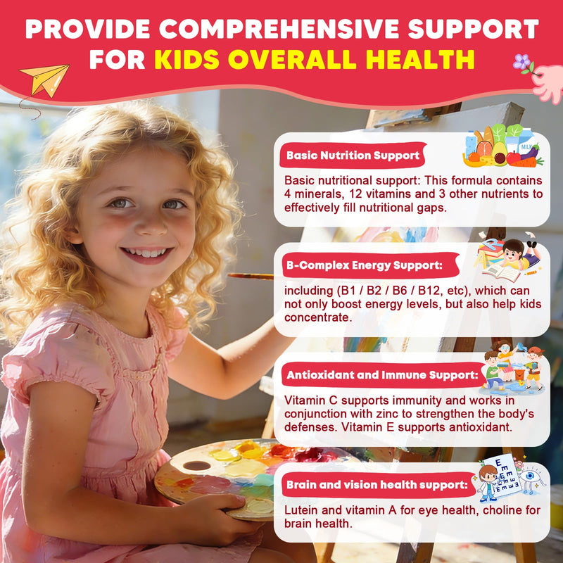 (2 Pack) Sugar Free Calcium Multivitamin Gummies for Kids with Methyl B12 & Methylfolate, Calcium, Vitamins C, D, A, B1, B2, B6, Biotin, Magnesium - Nutritional, Immune, Bone Support, 120 Ct 60 Count (Pack of 2)
