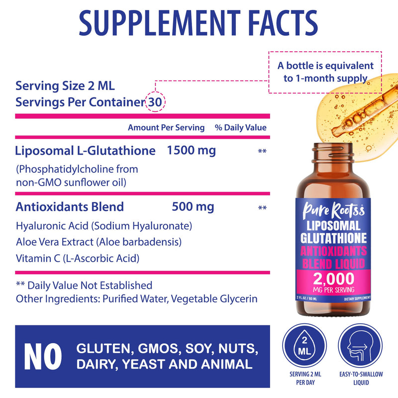 Liposomal Glutathione Liquid Supplement (Pack 2) with Vitamin C 2 Fl Oz (Pack of 2)
