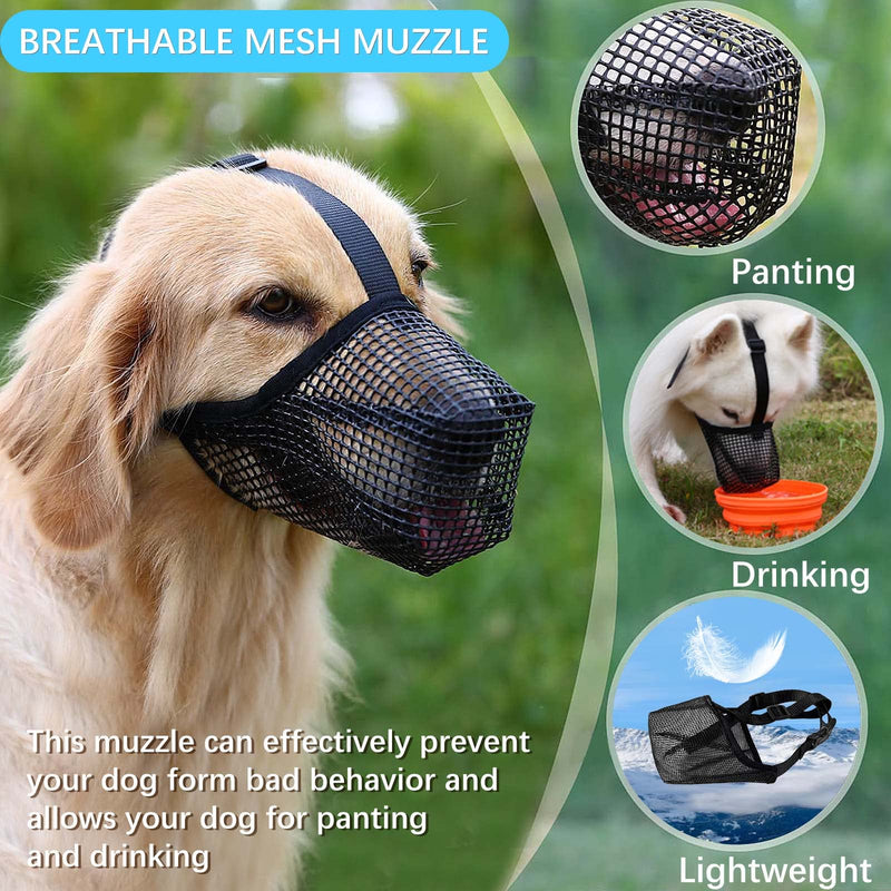 Muzzle for dogs, FWLWTWSS dog muzzle with rounded mesh and adjustable loop, dog muzzle for small, medium and large dogs prevents biting, chewing and barking (S) S - BeesActive Australia